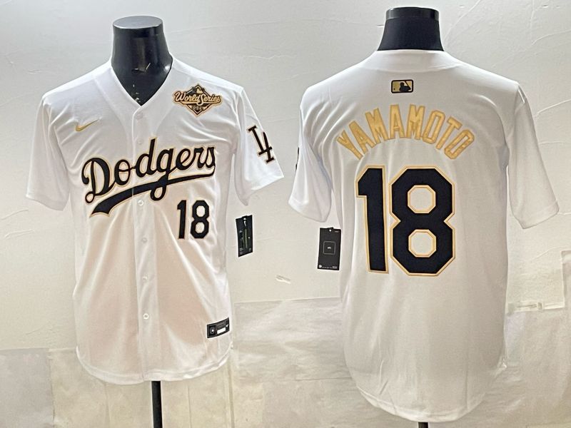 Men 2026 Nike Los Angeles Dodgers #18 Yamamoto White Game MLB Jersey 08->los angeles dodgers->MLB Jersey